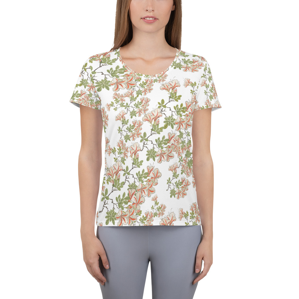 Botanical Women's Apple Blossom All-Over Print Women's Athletic T-shirt